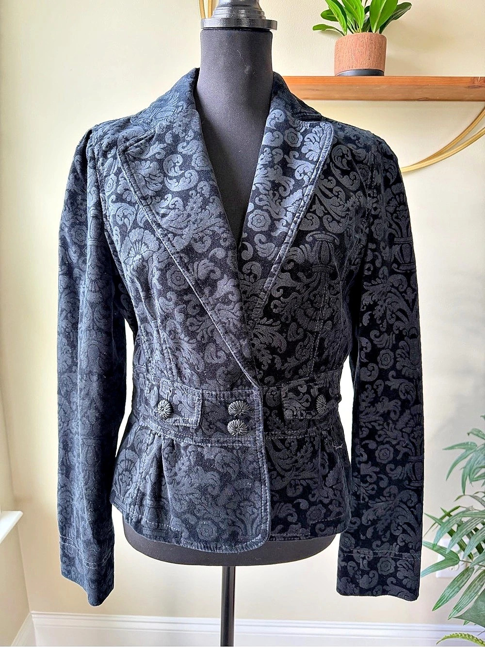 Ann Taylor LOFT Floral Velvet Cotton Blazer Coat Women’s Size 10 - Picture 4 of 11